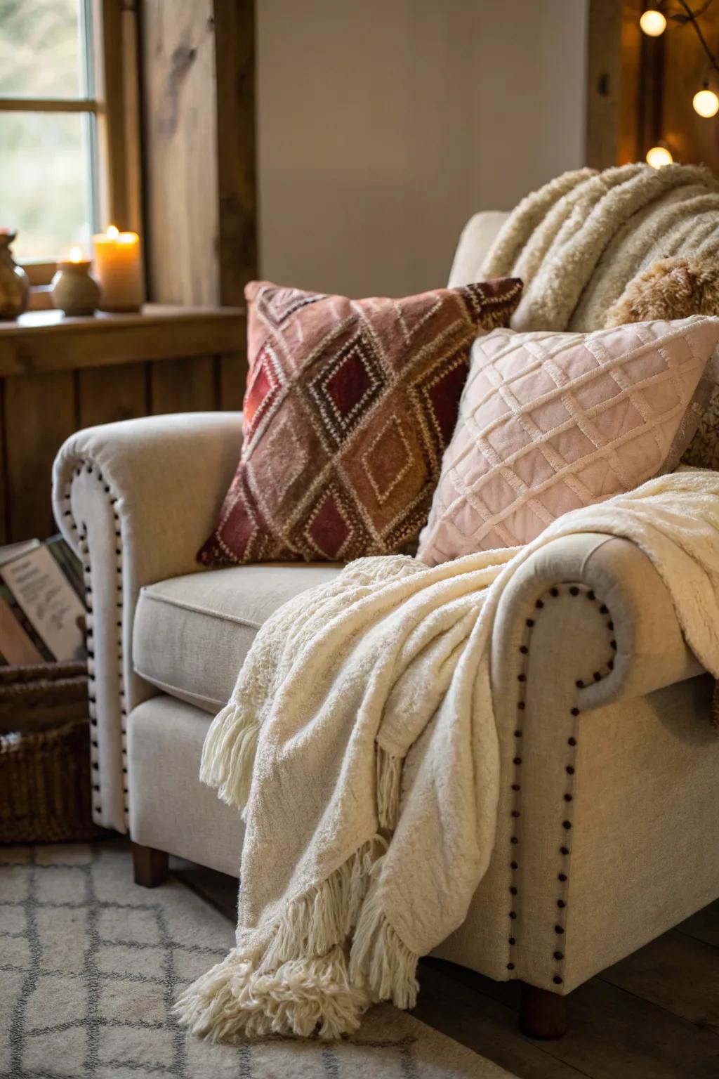 A cozy nook invites guests to unwind and adds a touch of comfort.