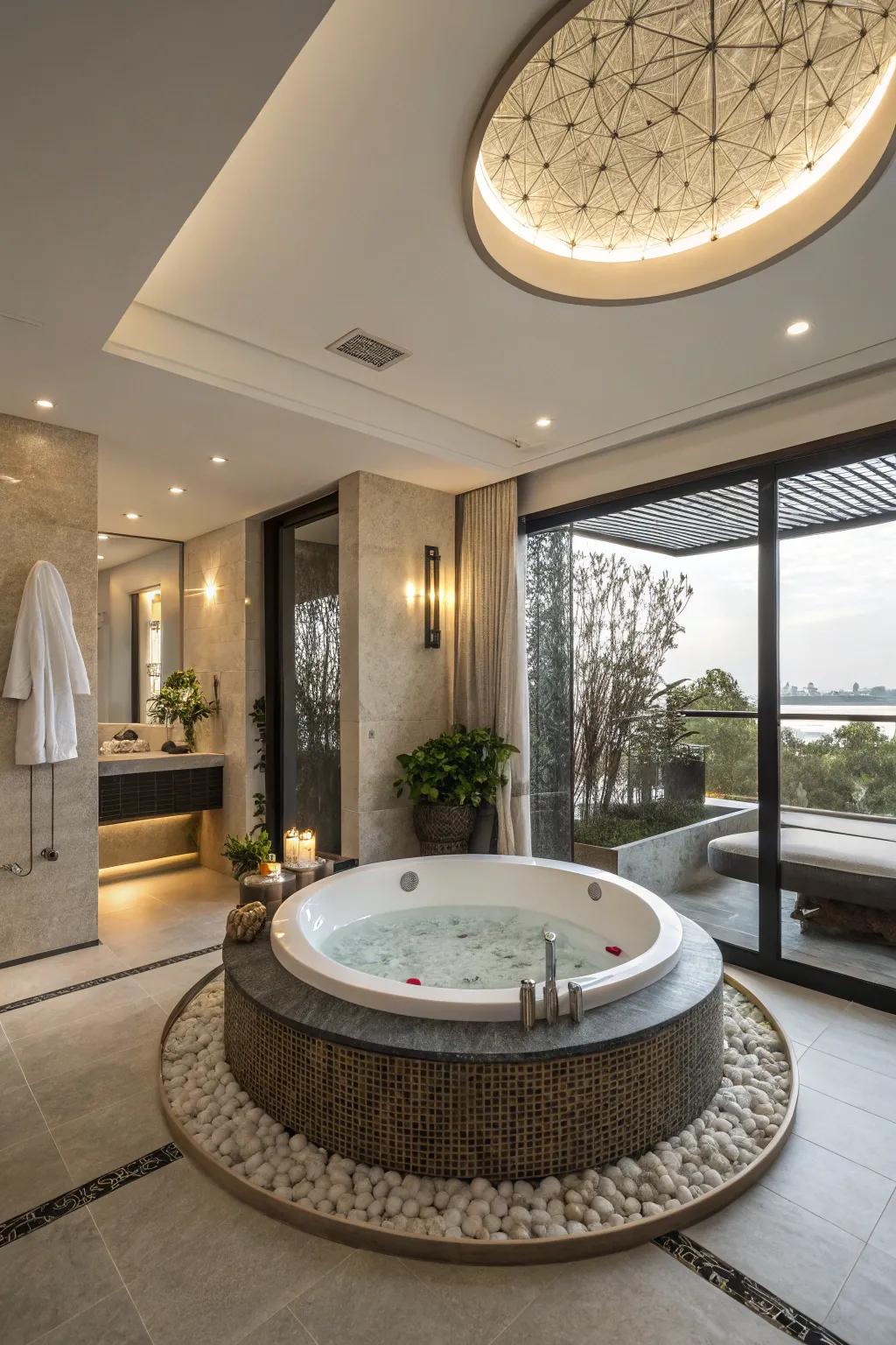 A tub that's modern has the ability to be a beautiful point of interest.