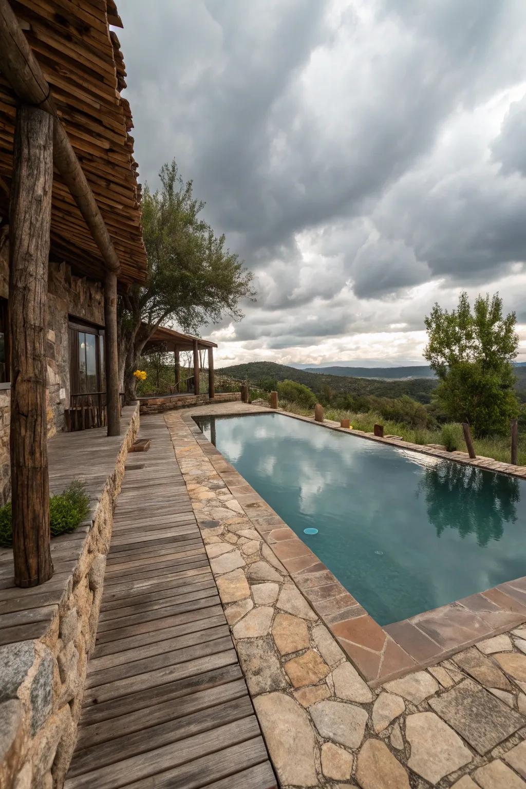 Capture rustic charm with a country-style compact pool.