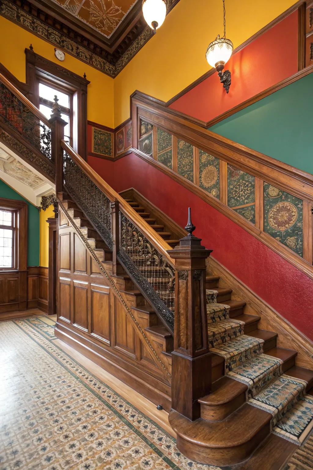 Distinct shades add boldness and depth to your staircase.