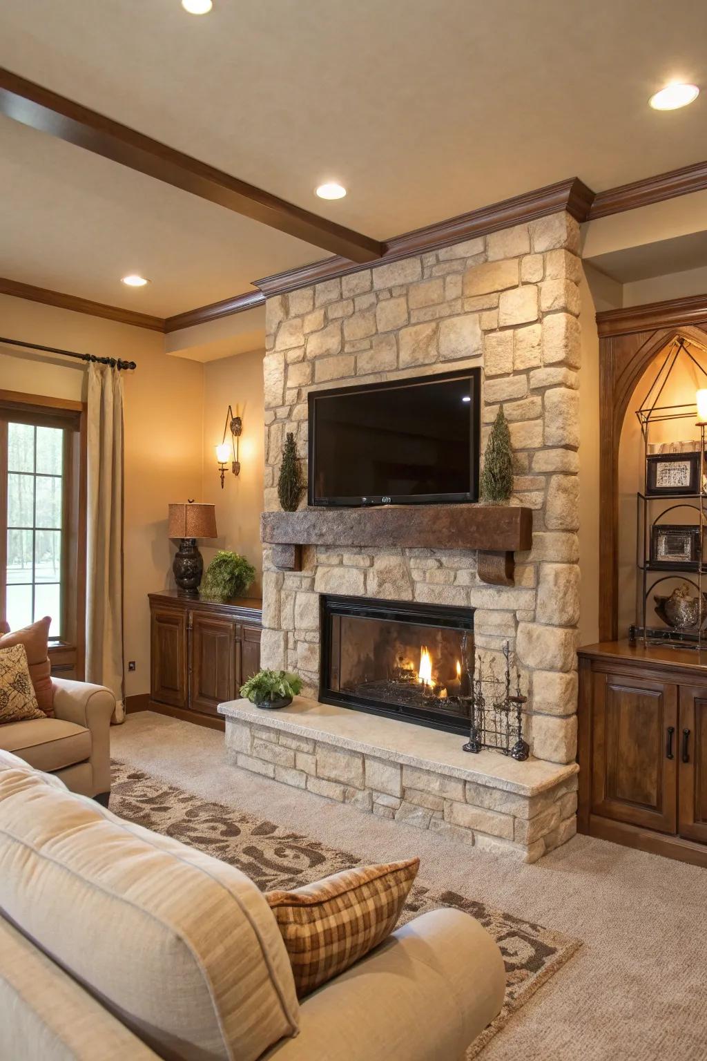 Transform your display into art using a frame design that highlights your masonry hearth.