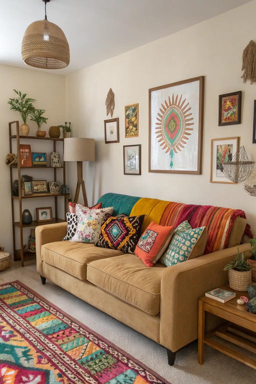 An varied mix of styles designs a unique and inviting space.
