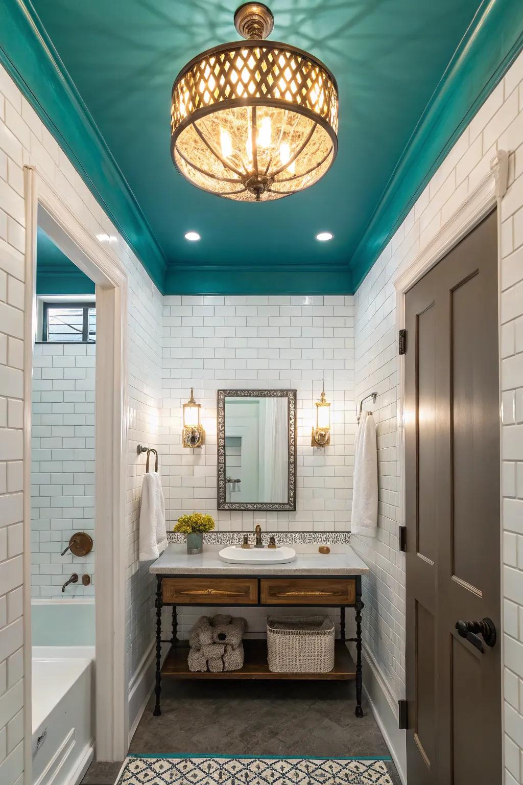 Foster a snug atmosphere with a cerulean overhead.