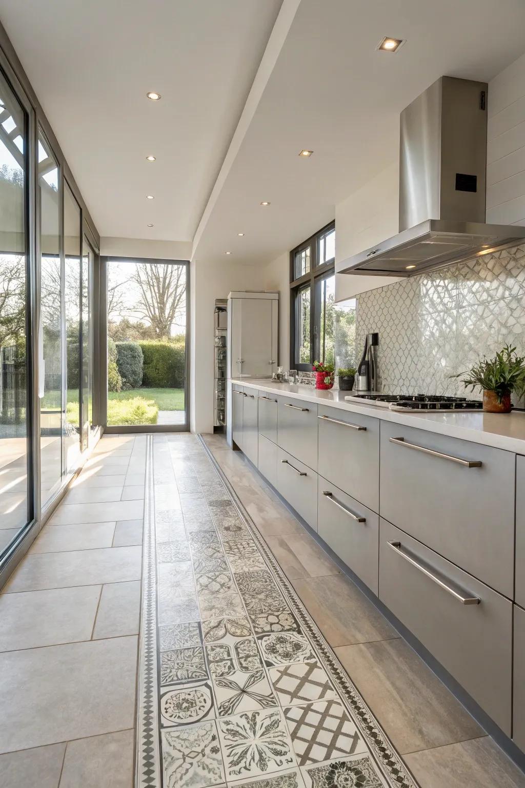 Realize sleek minimalism using metal stone trim.