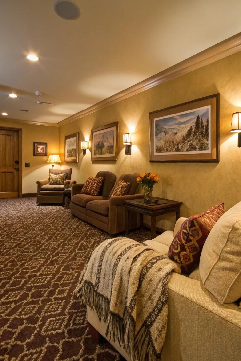 Warm colors on carpets enhance the comfort of your space.