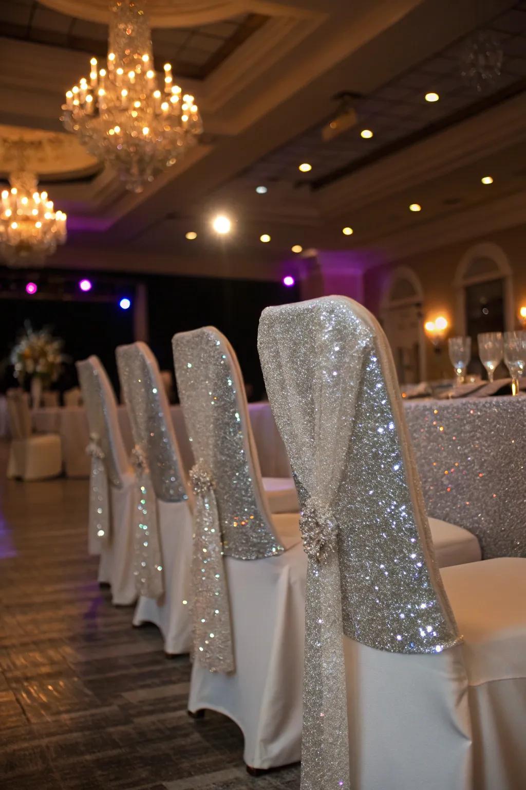 Beaded dressings contribute a dazzling impact to evening weddings.