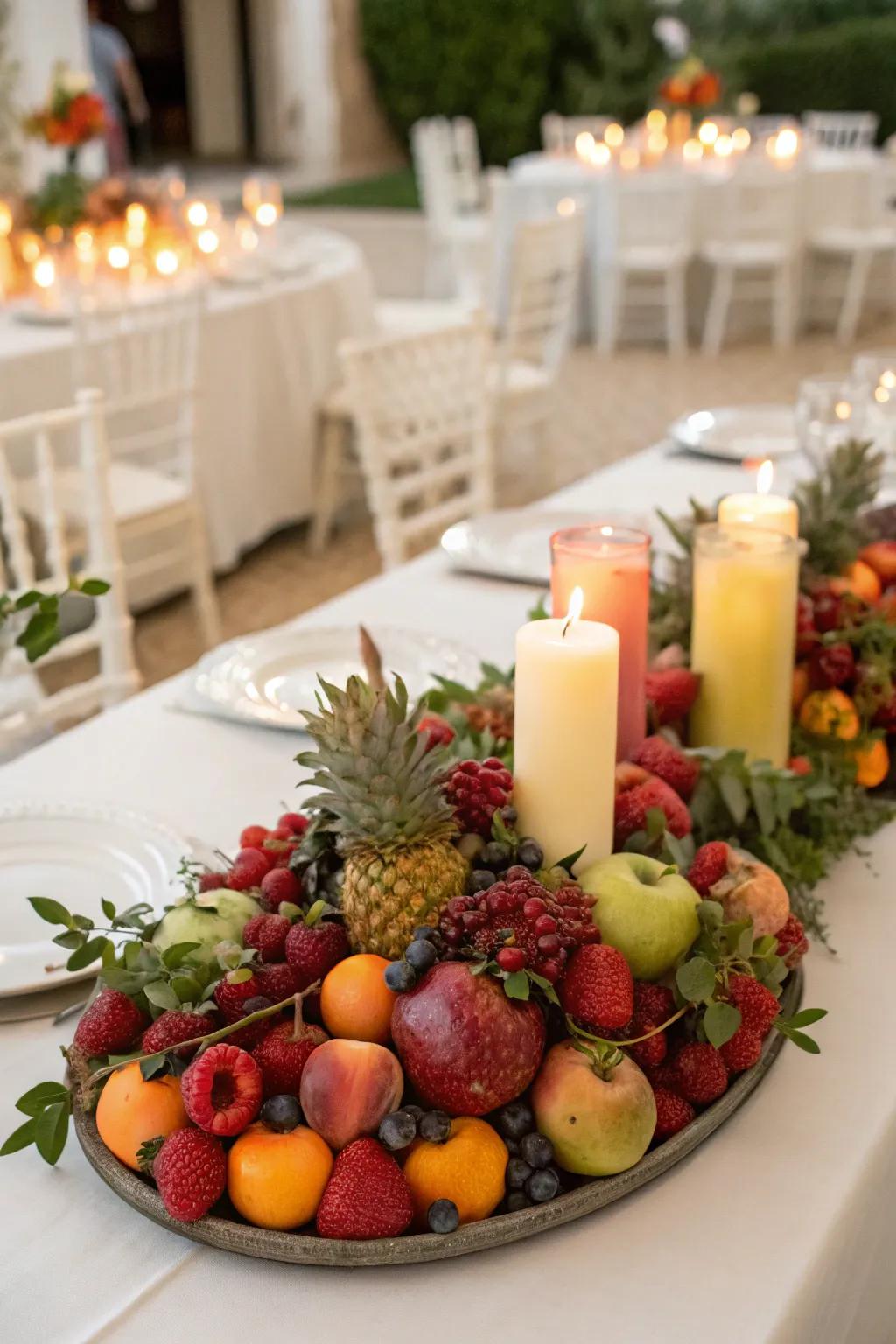 Seasonal fruits infusing a revitalizing twist to the decoration.