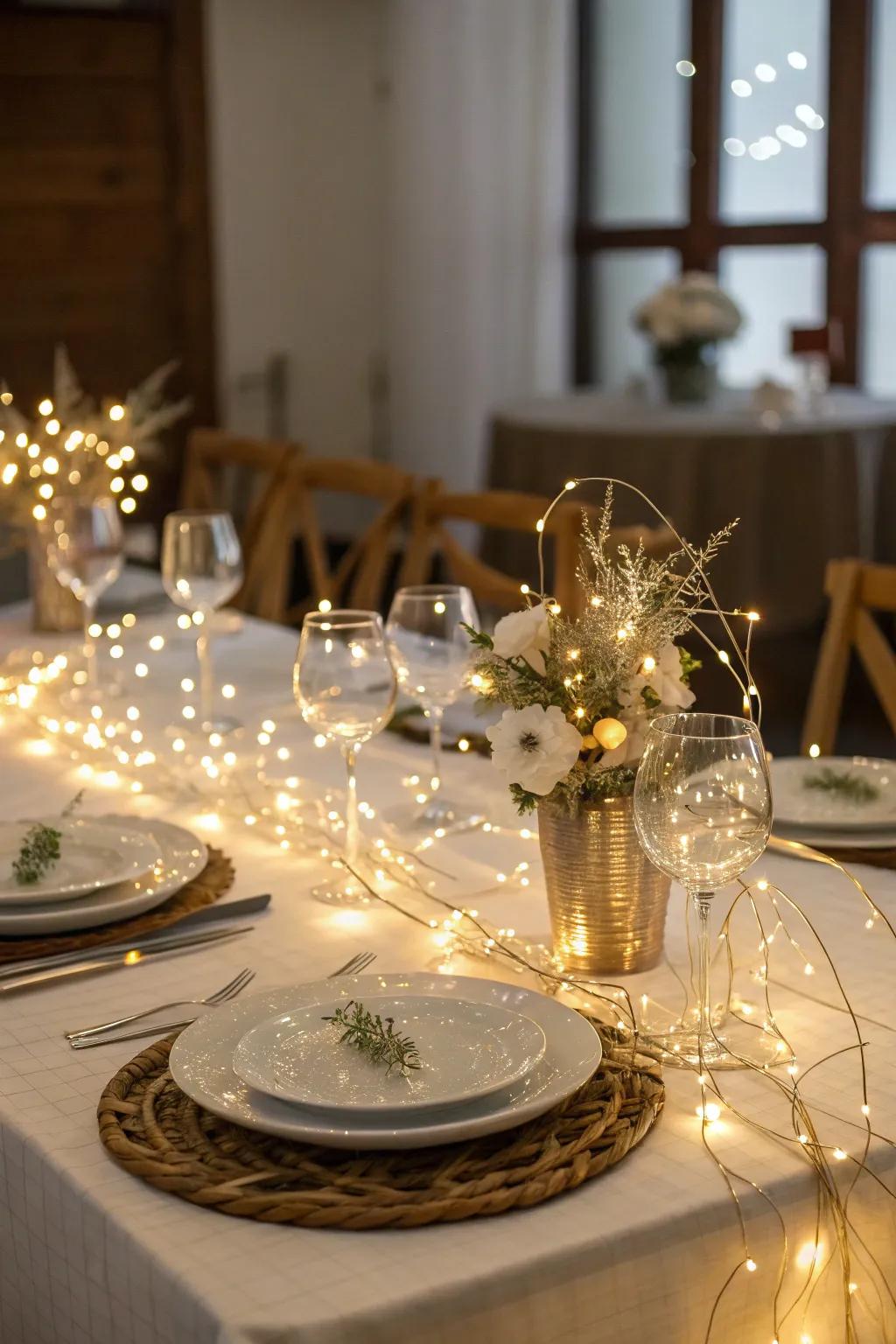 Twinkling lights create an enchanting and fanciful ambiance.