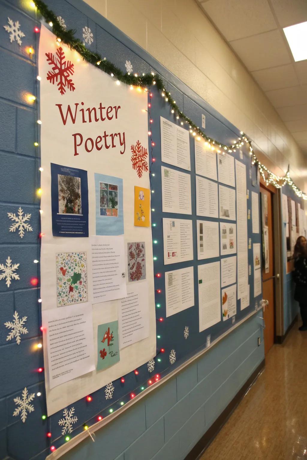 A verse nook injects a literary element into the winter bulletin board.