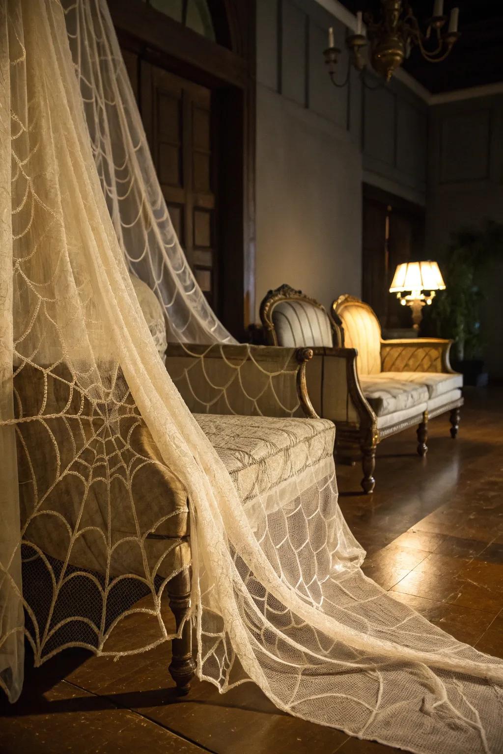Gossamer textures append an aged, spooky aesthetic.