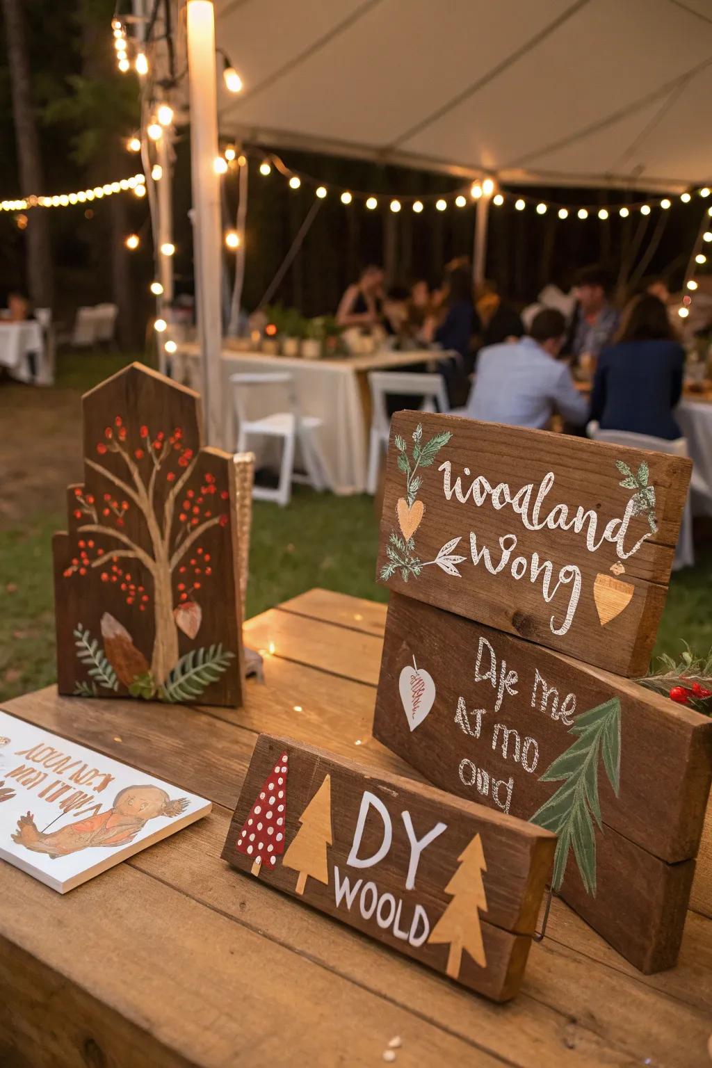 Guide your guests with charming woodland markers.