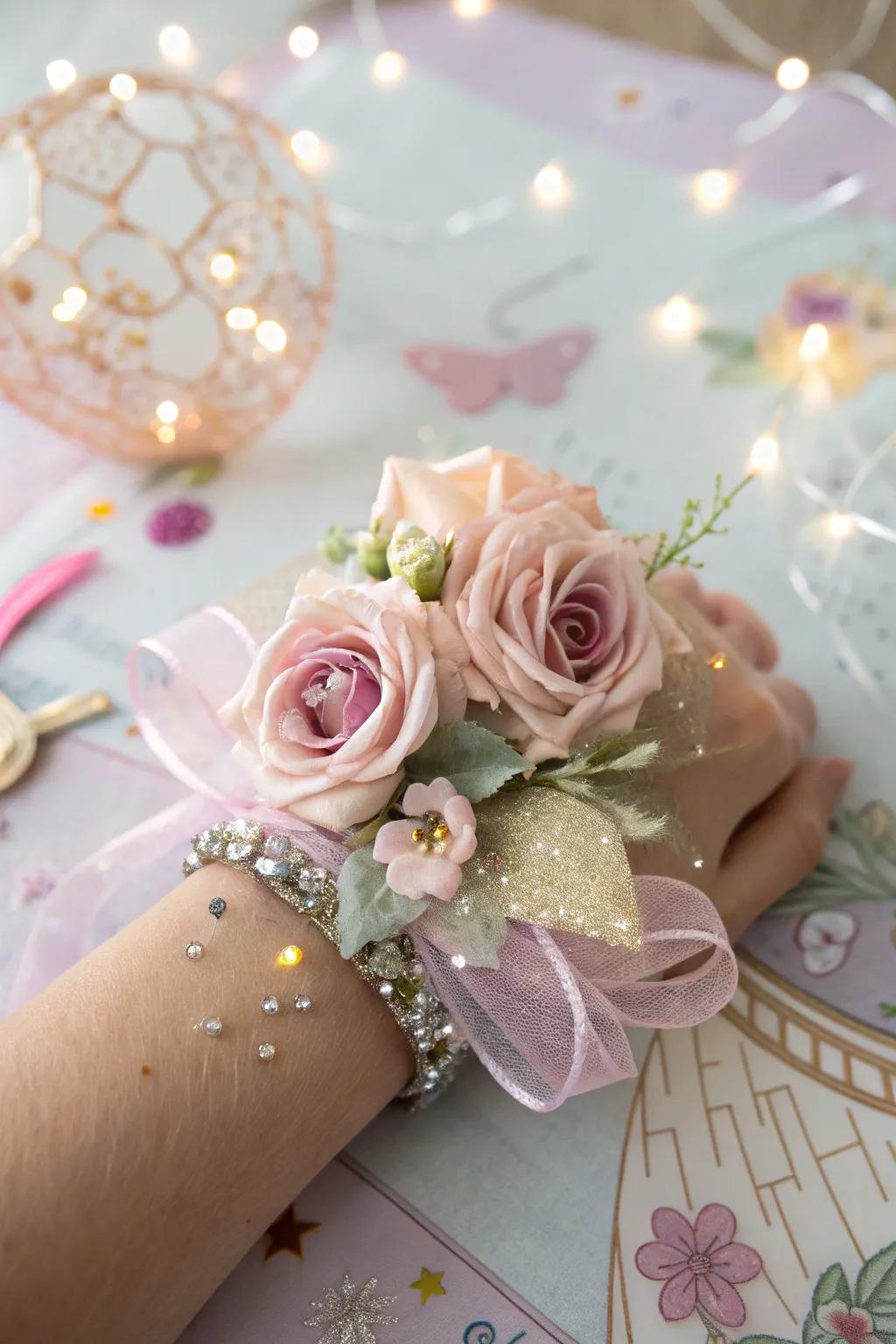 Whimsical wrist adornment with a fairy tale fantasy theme.