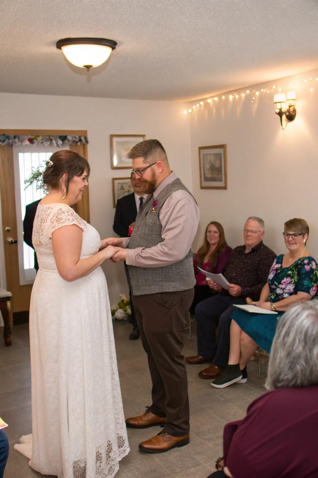 A sincere vow recommitment ceremony celebrating enduring affection.