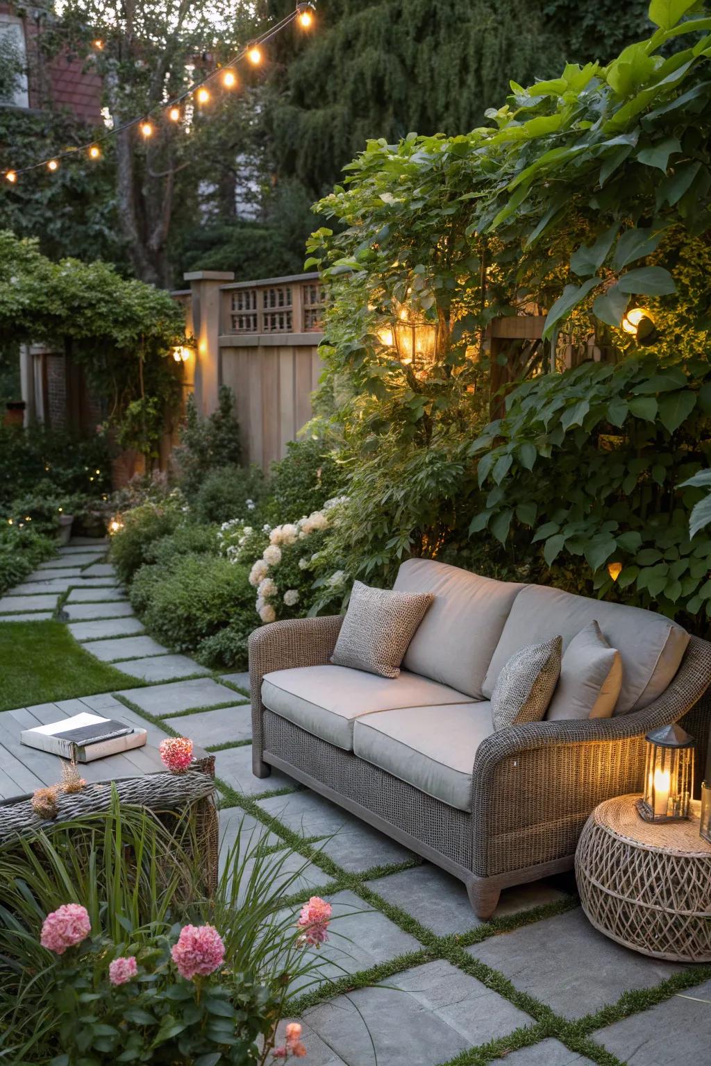 At a garden party, a relaxing atmosphere offers a tranquil haven.