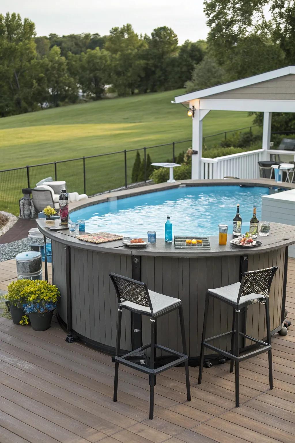 Readymade bars offer a swift solution for stylish poolside get-togethers.