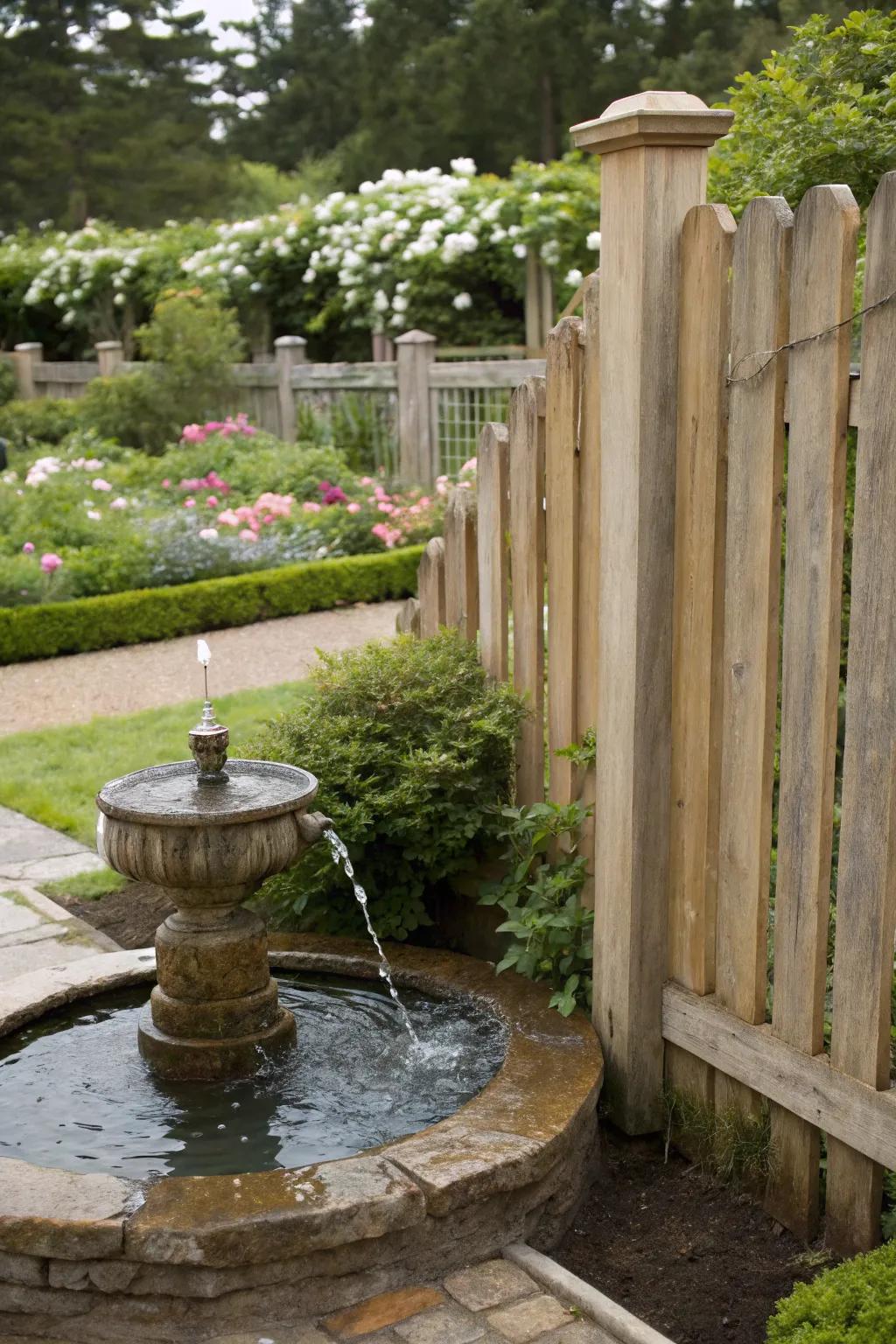 A water display adds charm and peace.