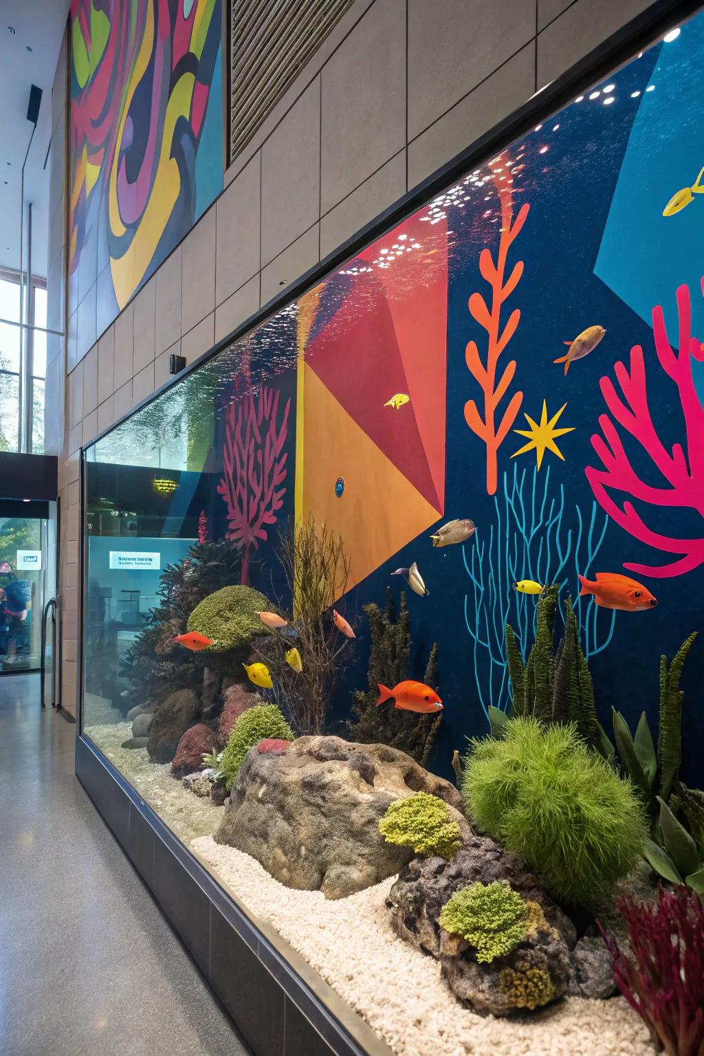 Conceptual art transforms the aquarium into a fashionable masterpiece.