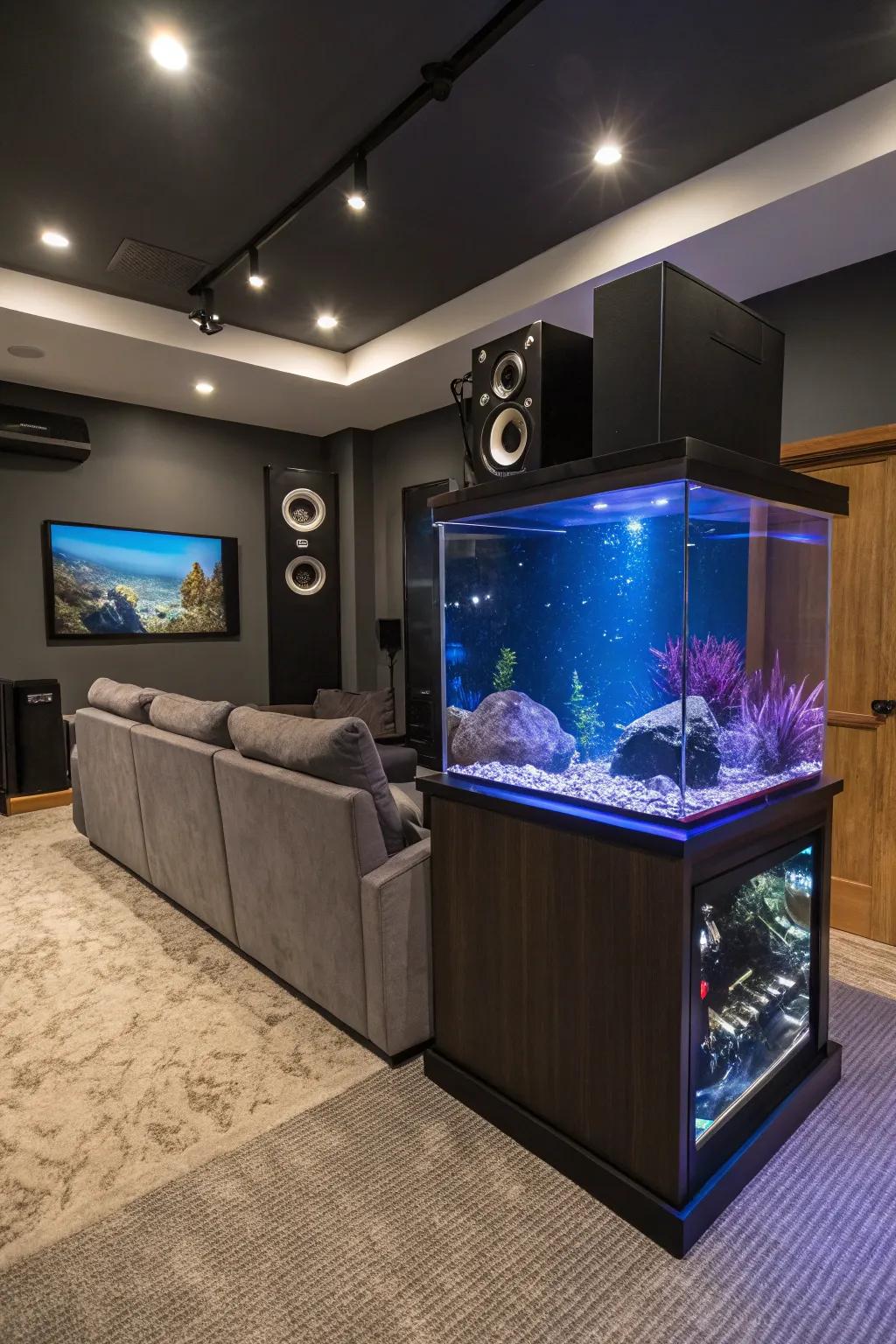 A high-tech lighting stand conjures a dynamic ambiance.
