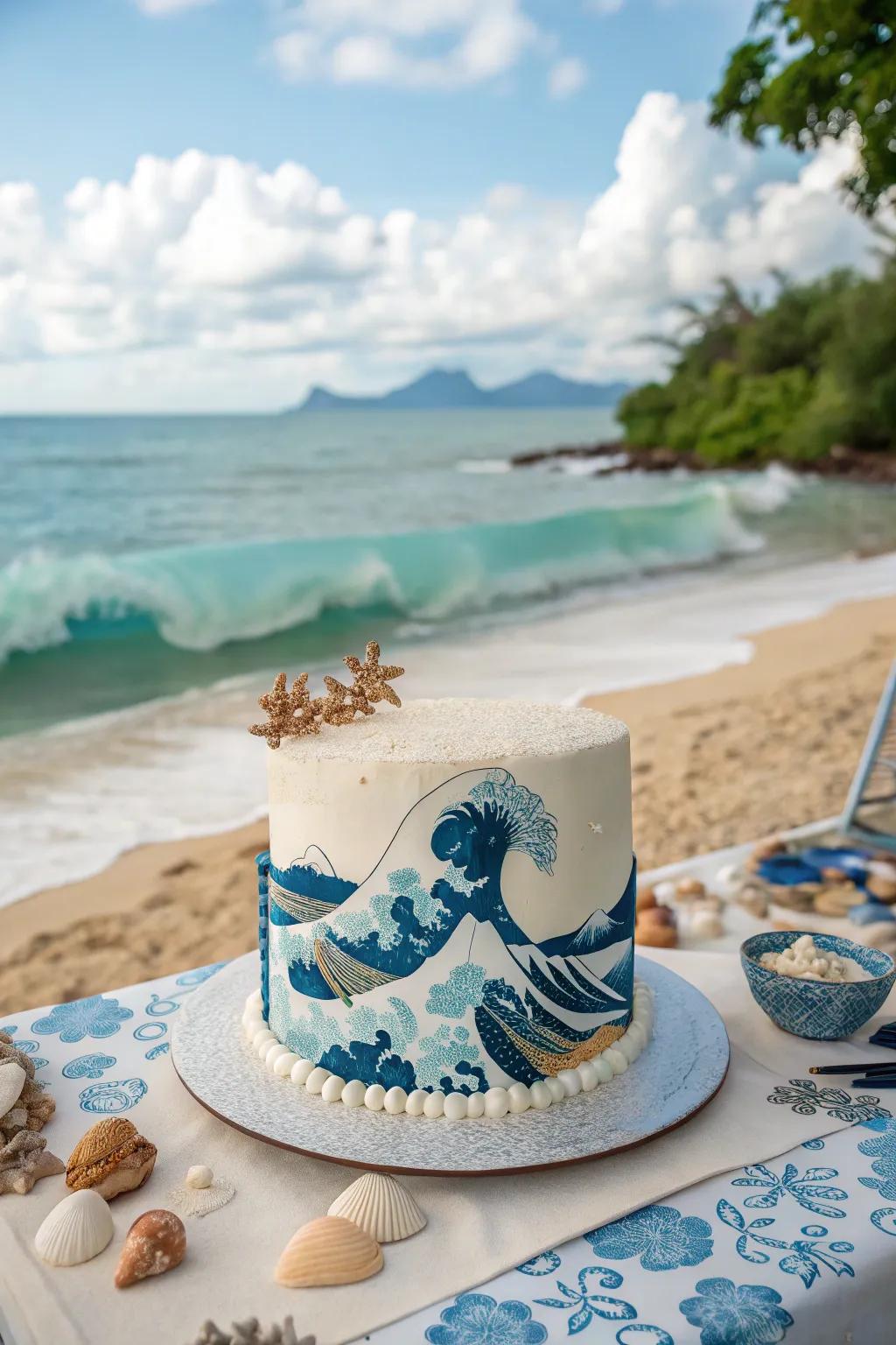 The majestic ocean surge cake is a flawless mix of art and marine beauty.