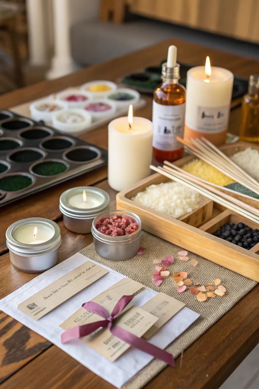 A DIY candle making station offers a creative and memorable activity for guests.