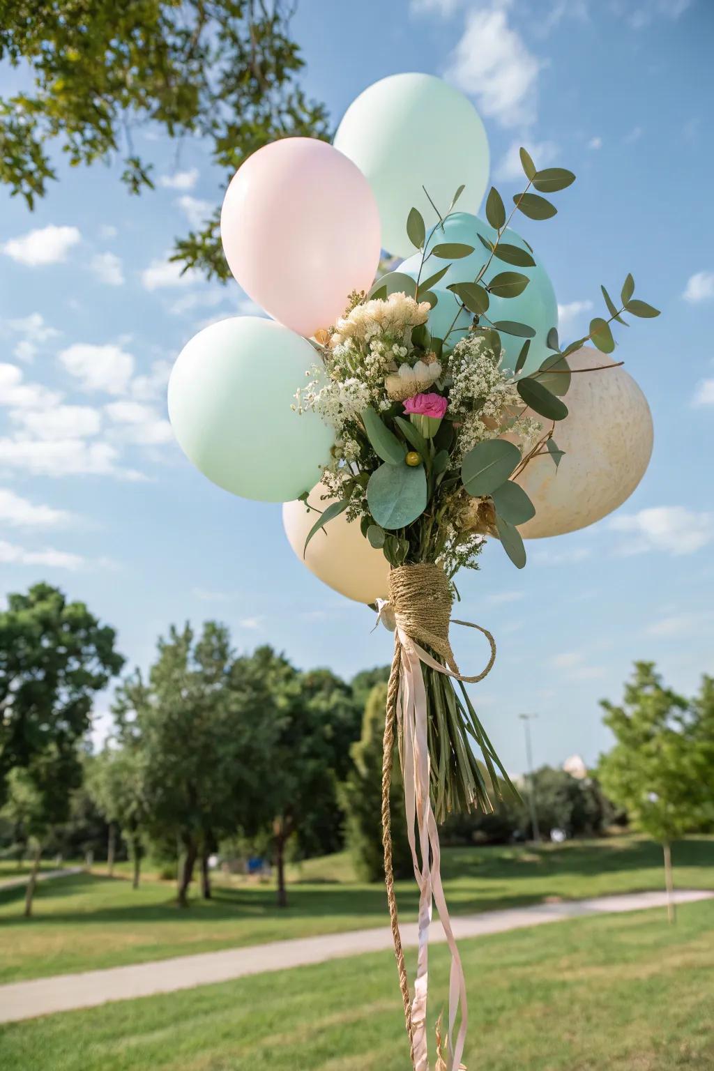 An eco-friendly balloon bouquet that combines elegance with sustainability.