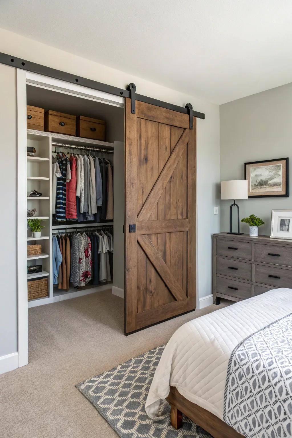 Hidden storage integrated into the stable door design keeps this bedroom tidy.