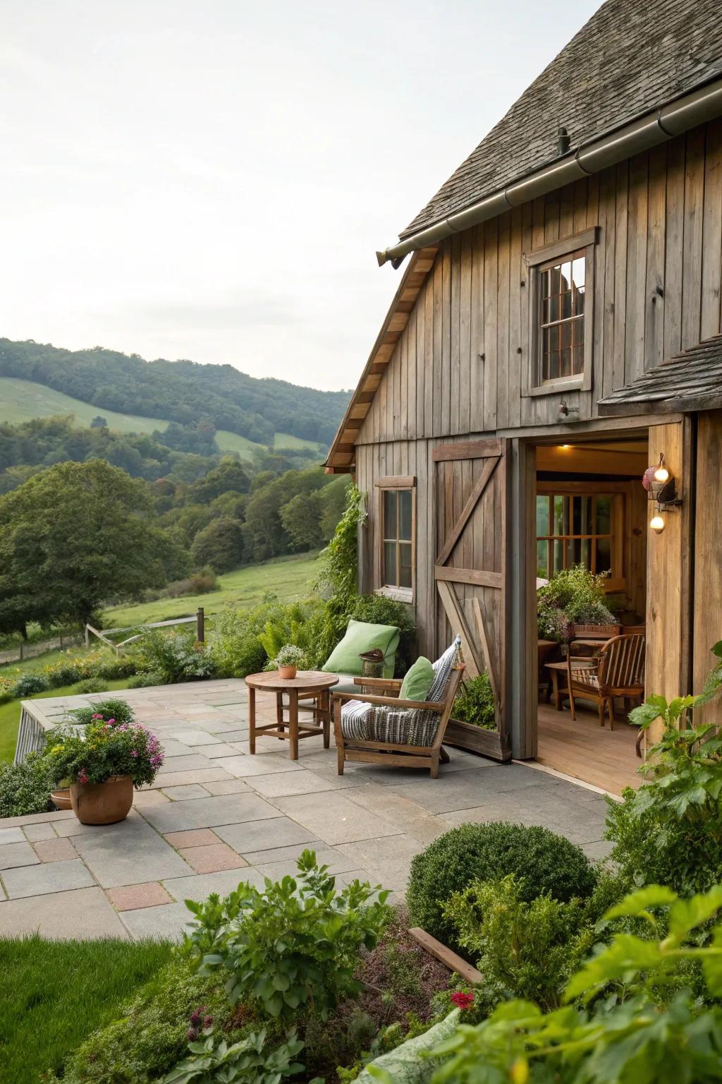 A secluded terrace retreat intended for leisure and enjoying nature.