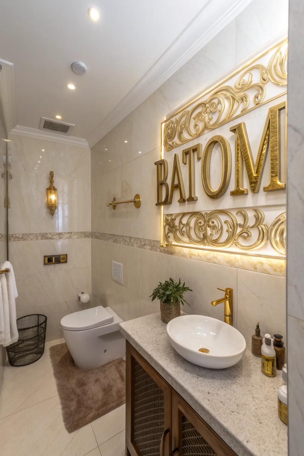 Elevate your decor with glamorous gold-accented signs.