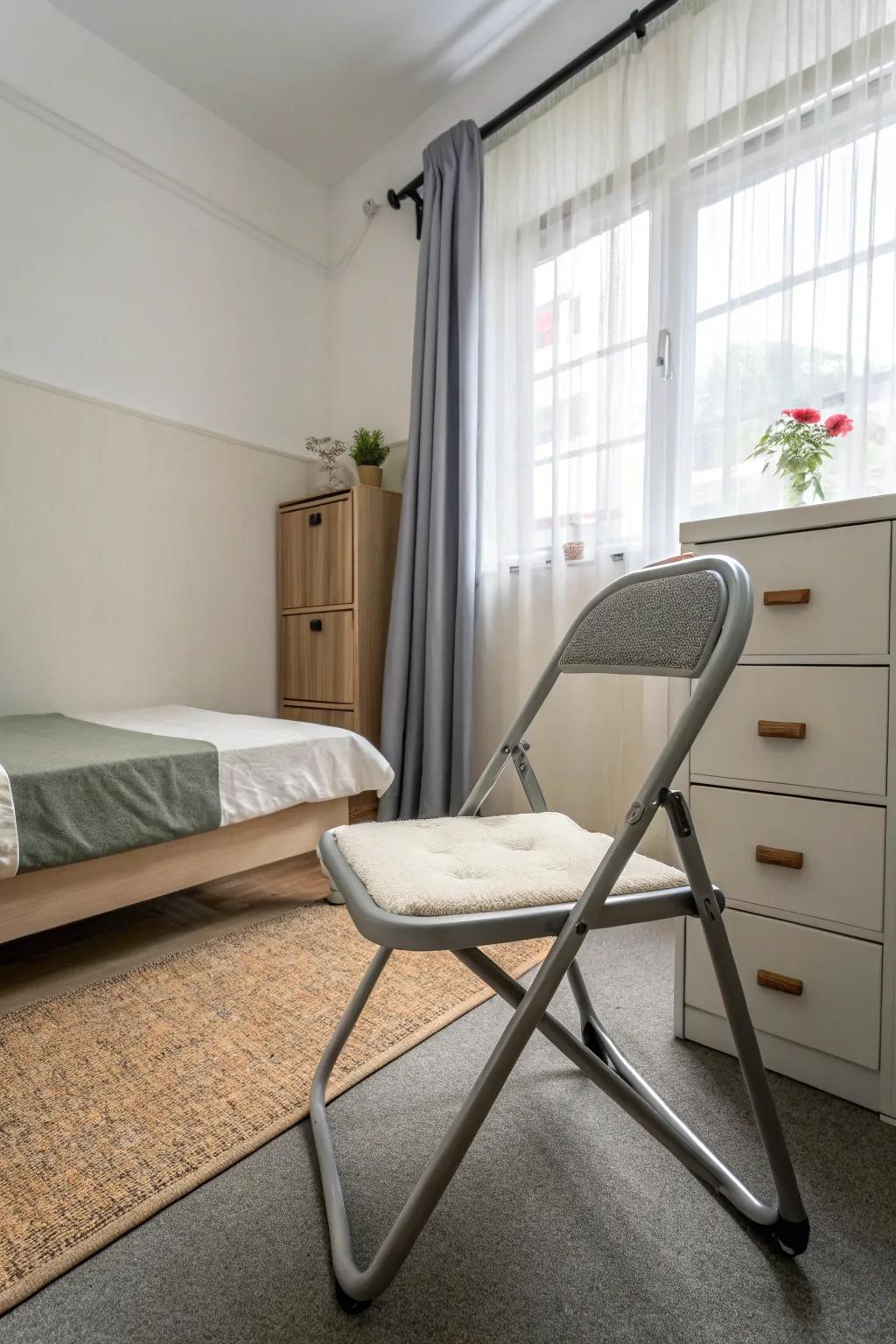 Collapsible chairs offer versatility and ease of storage in small spaces.