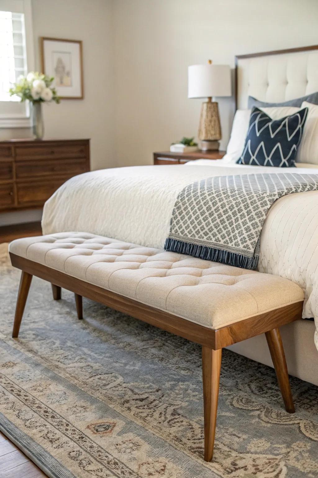 A central decades styled daybed selectively situated within a bedroom context, underscoring elements of flair and streamlining features.