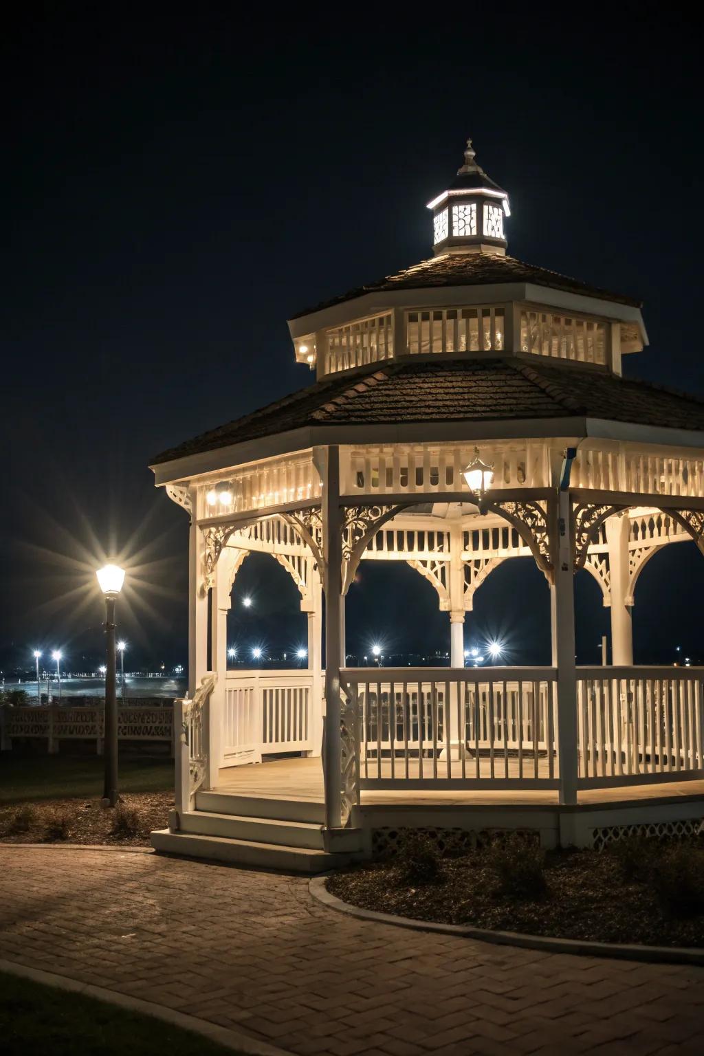 Focus lamps accentuate architectural attributes, appending profundity and theatricality.