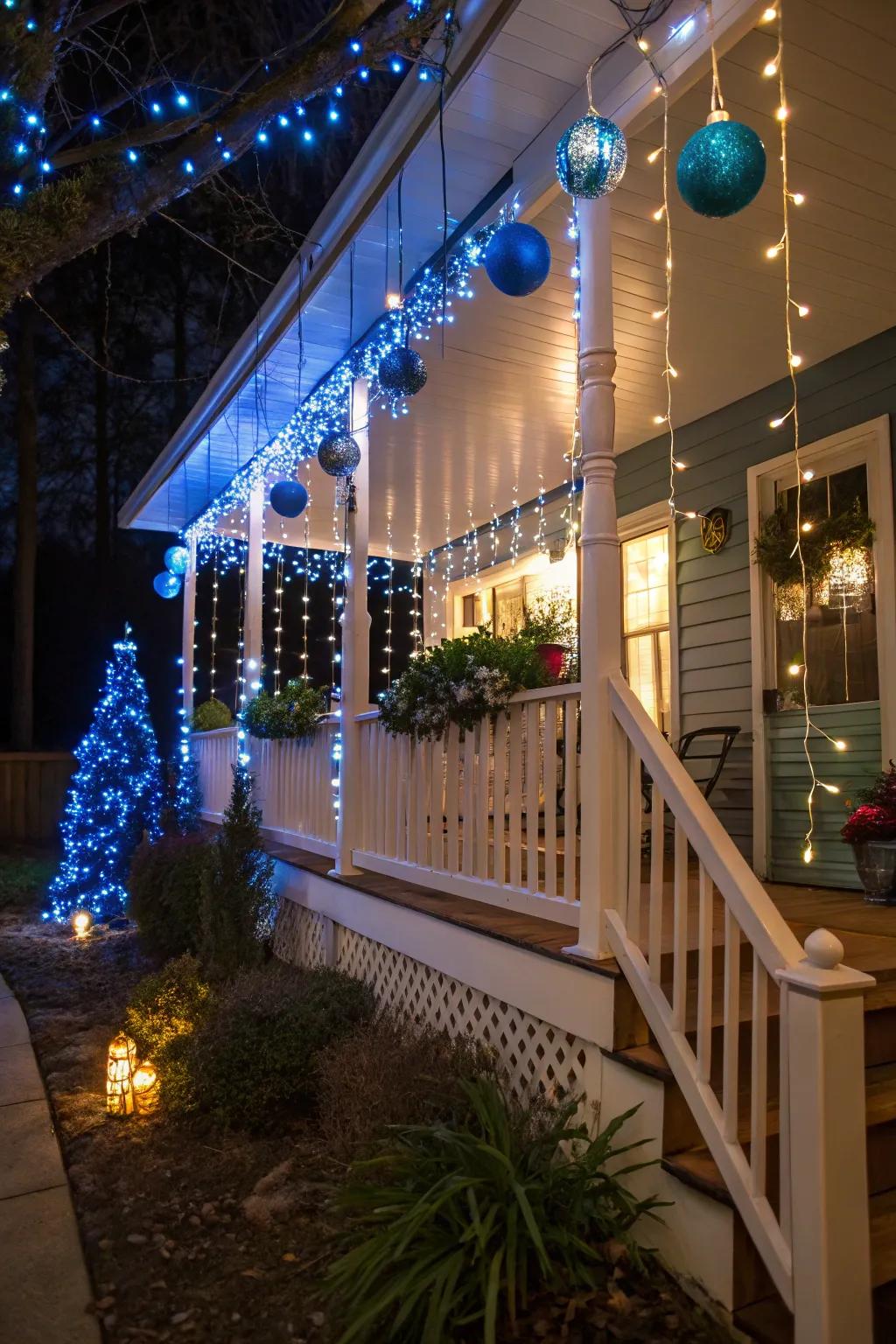 Buoyant layout of azure and white veranda