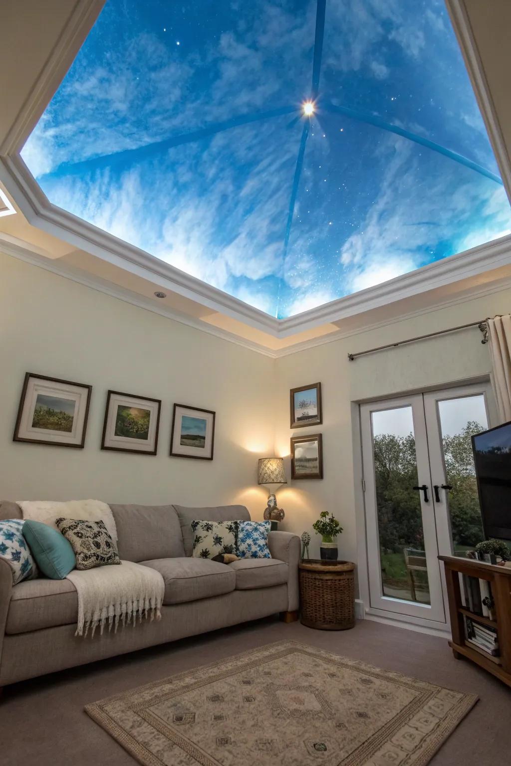 Painting an overhead with azure adds an unexpected vibe.