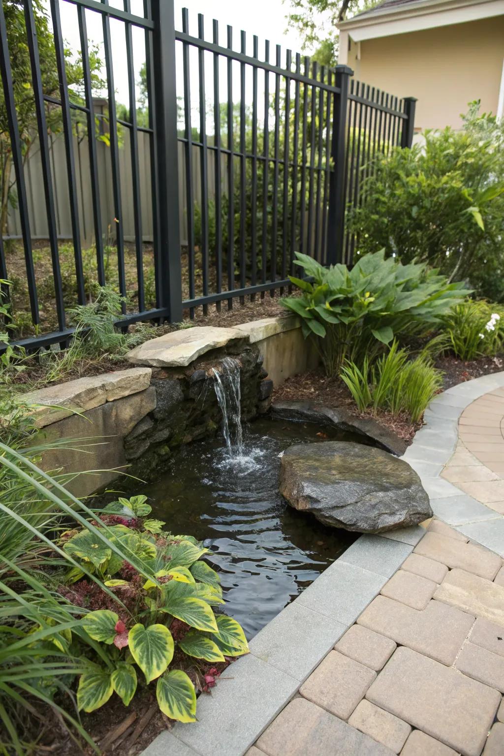 A water feature brings calmness and surprise.