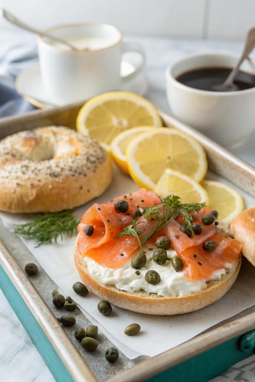 A classic bread roll spread provides a timeless and satisfying breakfast.