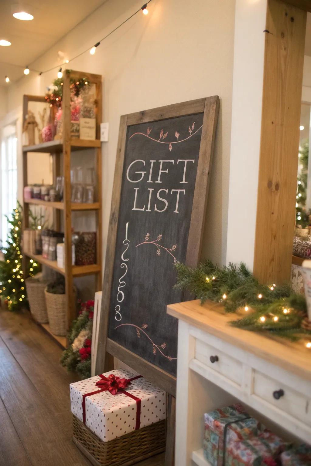 A slateboard presents ledger makes it effortless to recall who brought what.