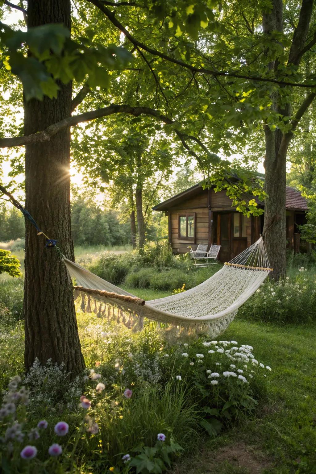 A hammock supplies a fitting spot for unwinding in your garden.