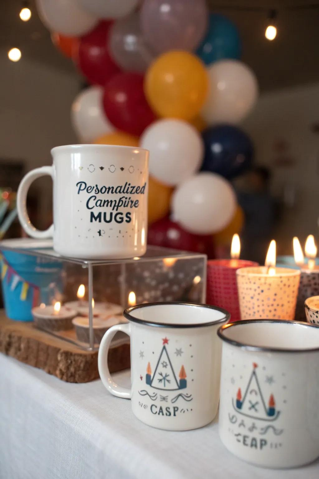 Charming individualized bonfire cups as unforgettable event favors.