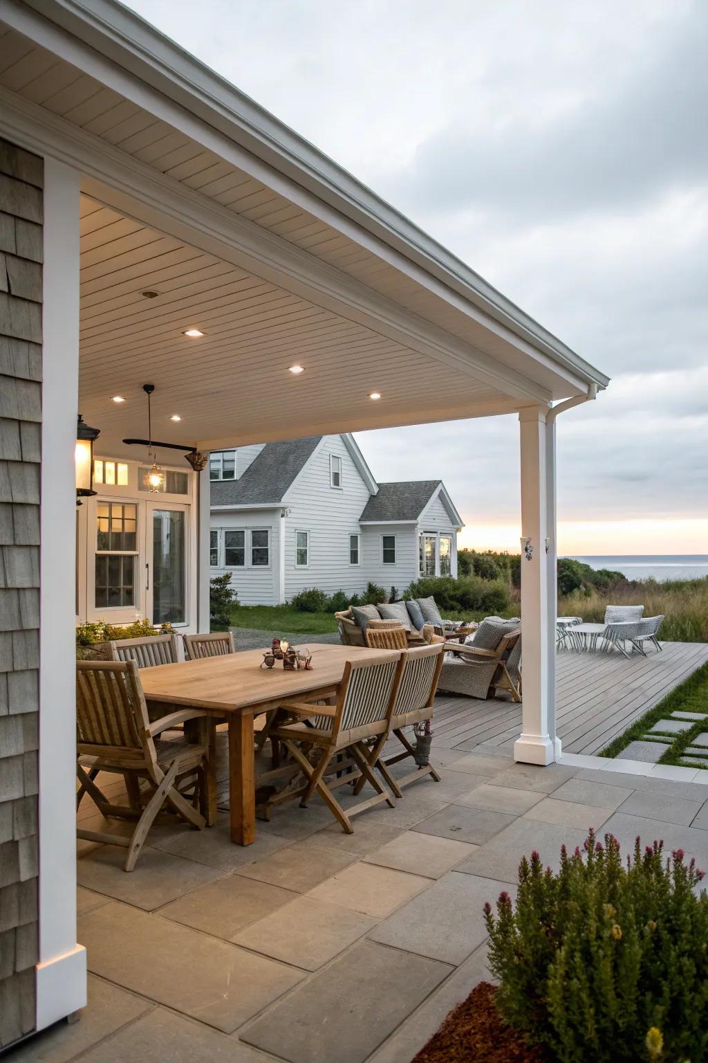 Sheltered terrace featuring outdoor dining setup