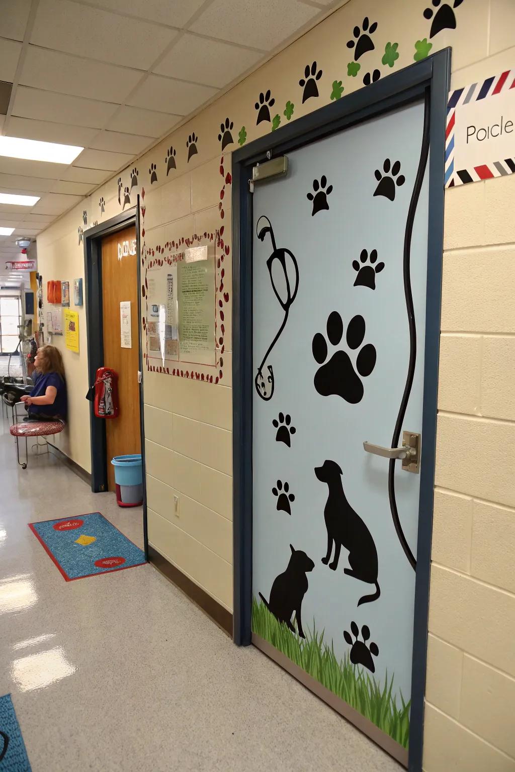 Nurture gentle souls displaying an animal center door.