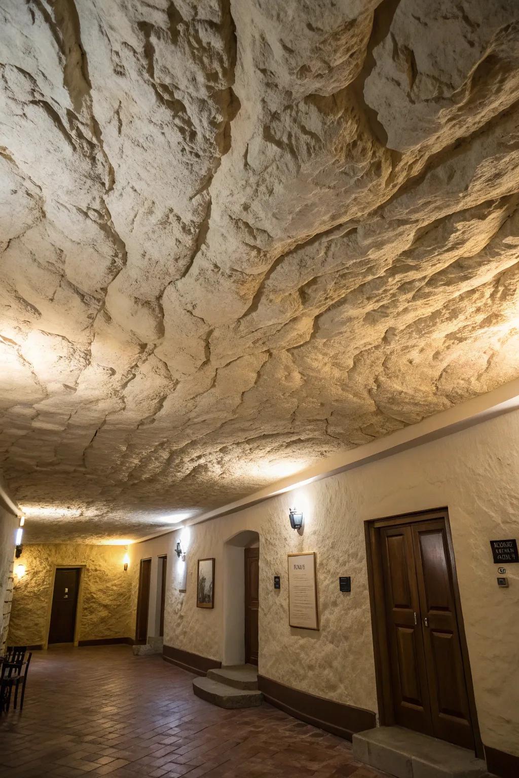 Overhead finishes elevate the cave illusion.