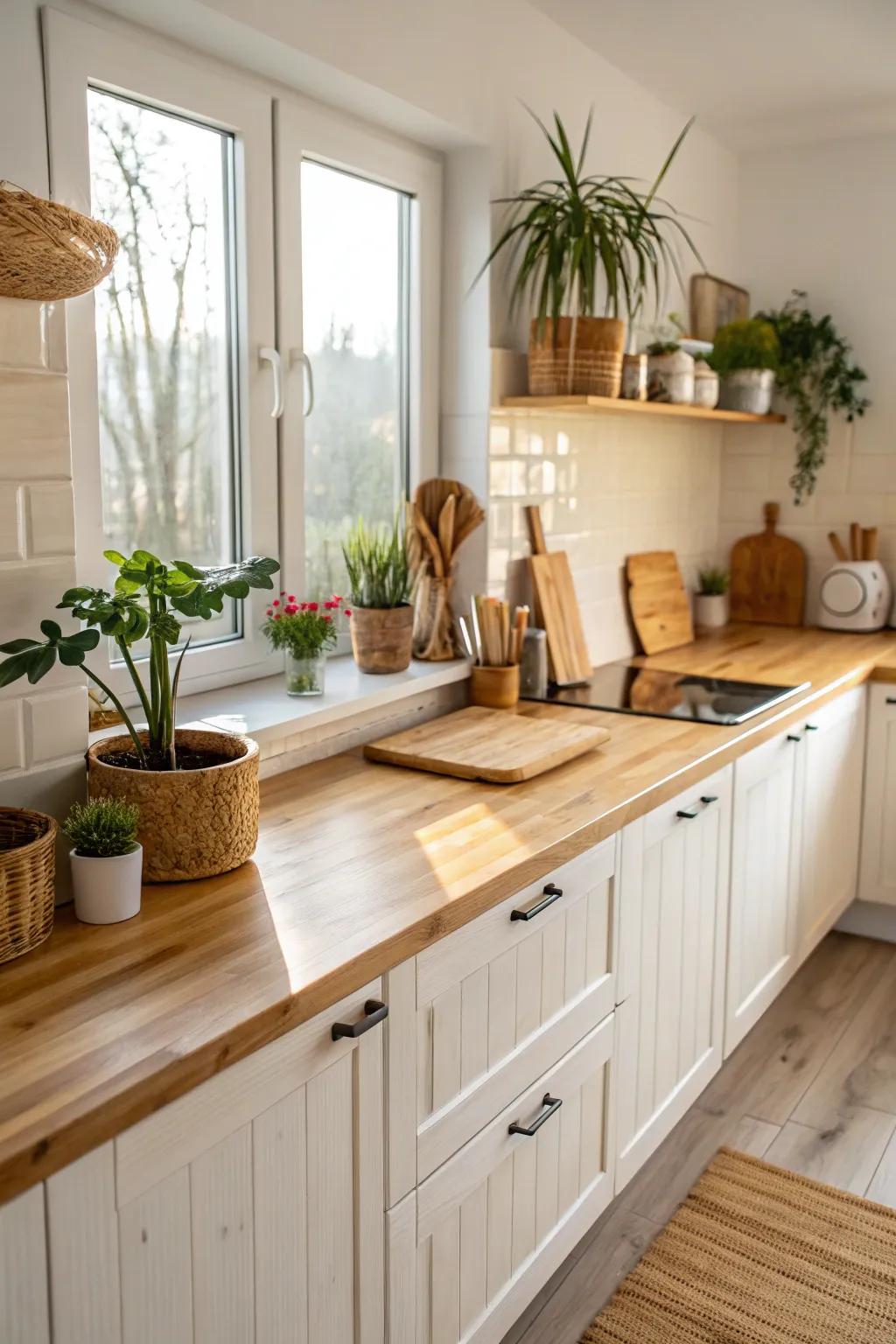 Eco-friendly kitchen featuring plant stalk countertops.