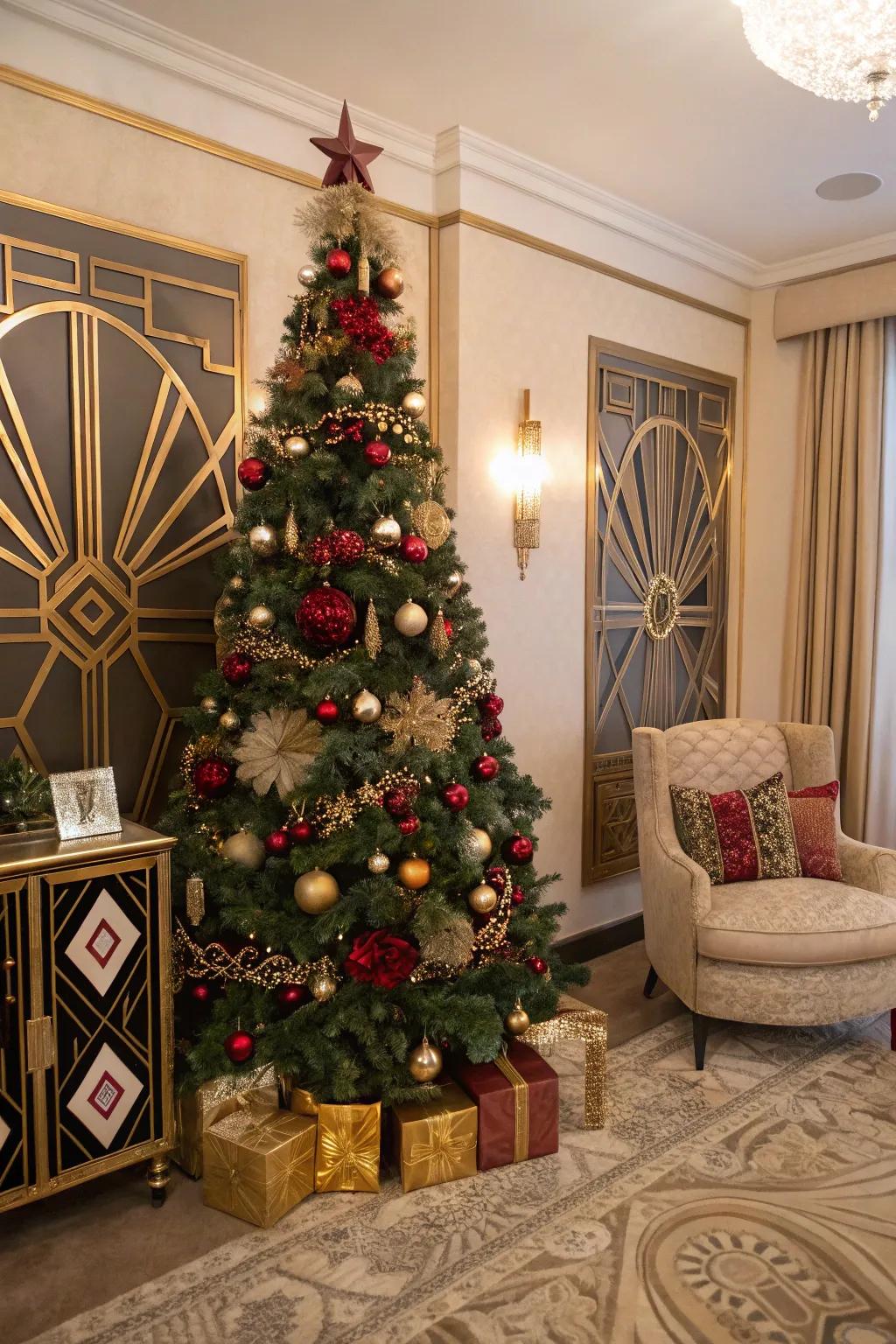 Art Deco glamour conveys the prosperous twenties to your festive decor.