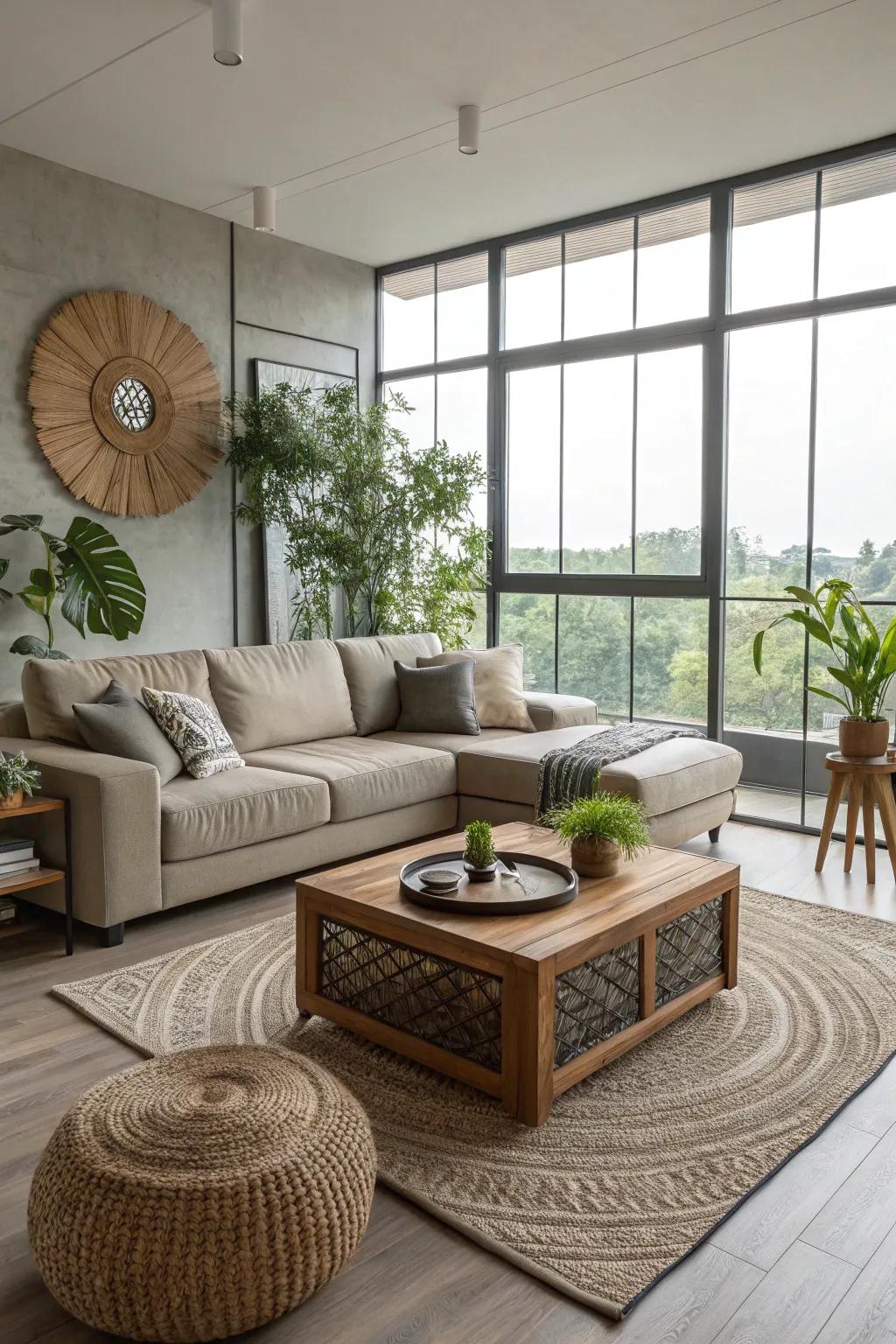 An eco-friendly coffee table blends style with sustainability.