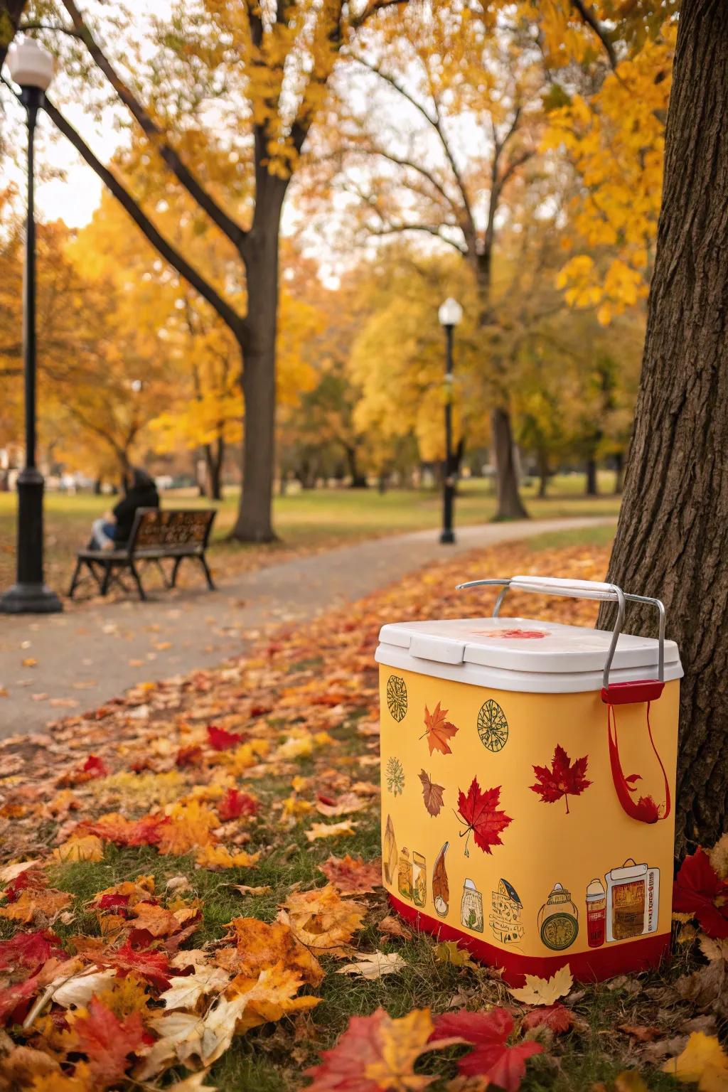 A cooler with periodical graphics for year-round style.