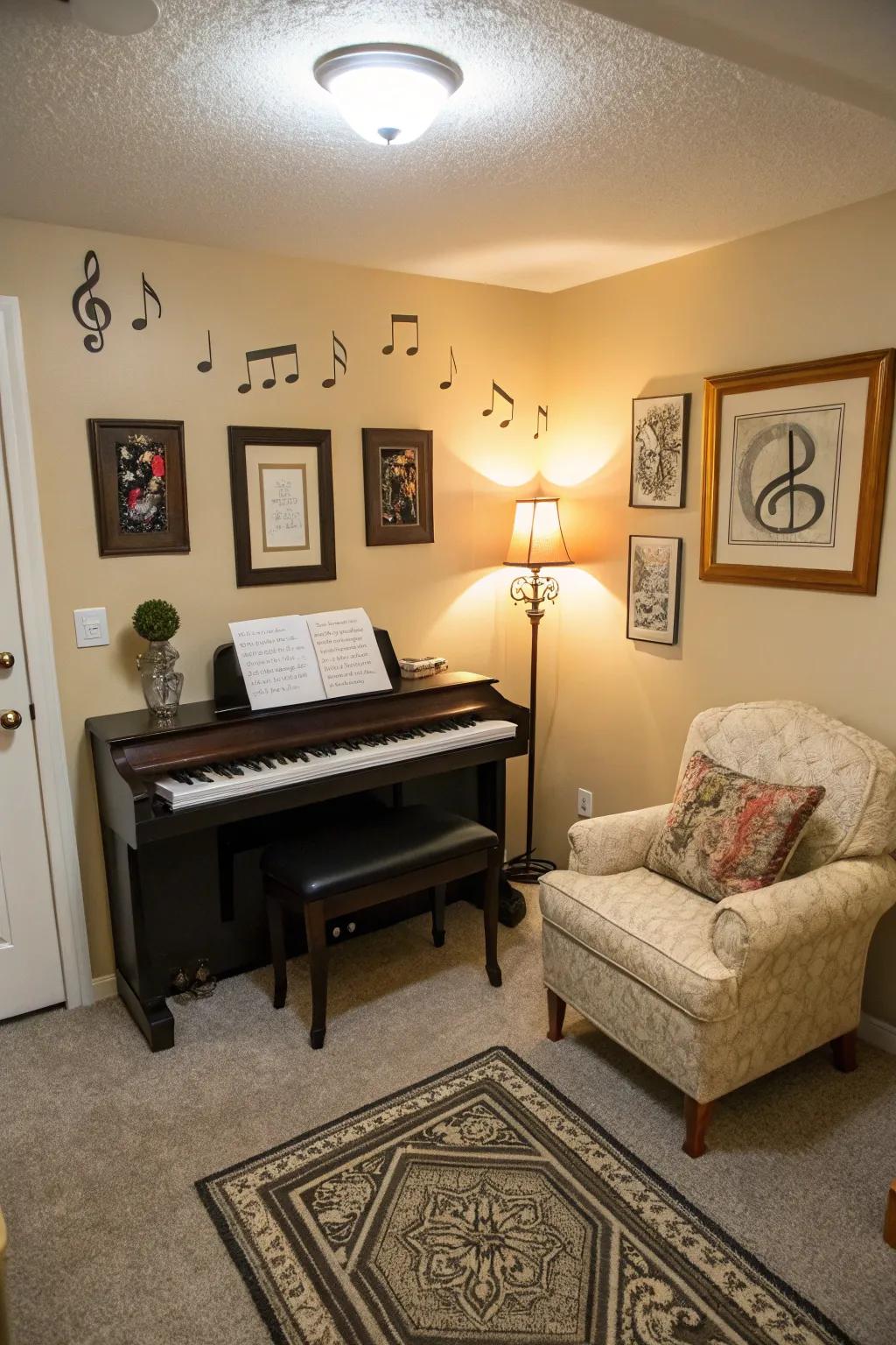A private nook welcomes music.