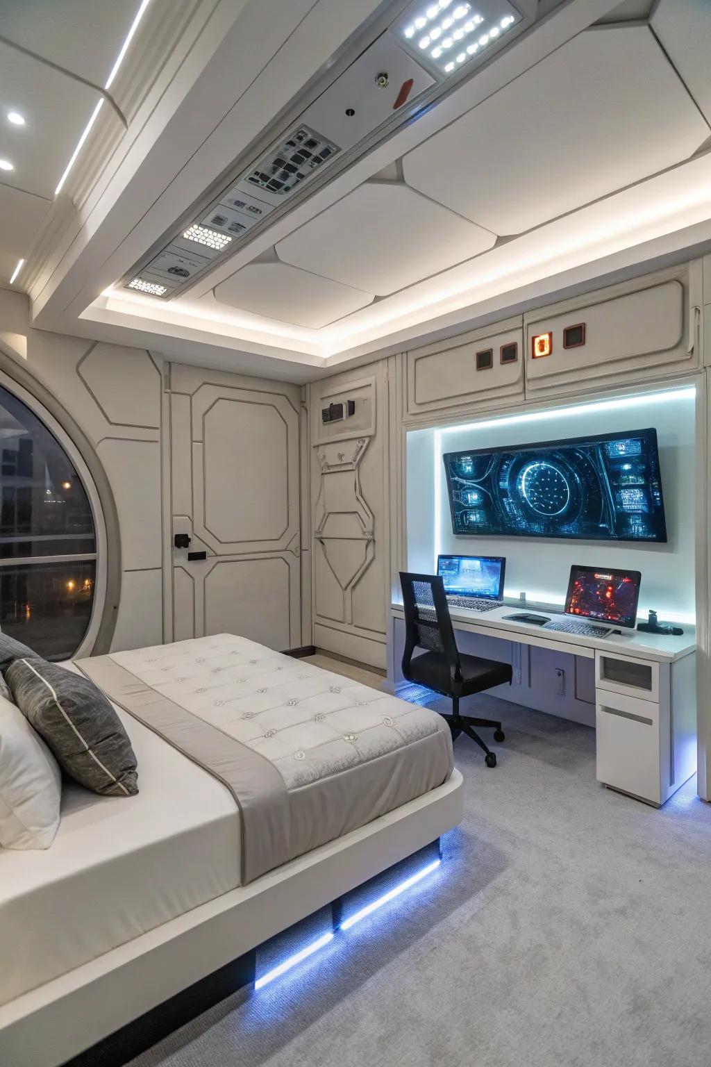 A futuristic-inspired bedroom showcasing cutting-edge designs.