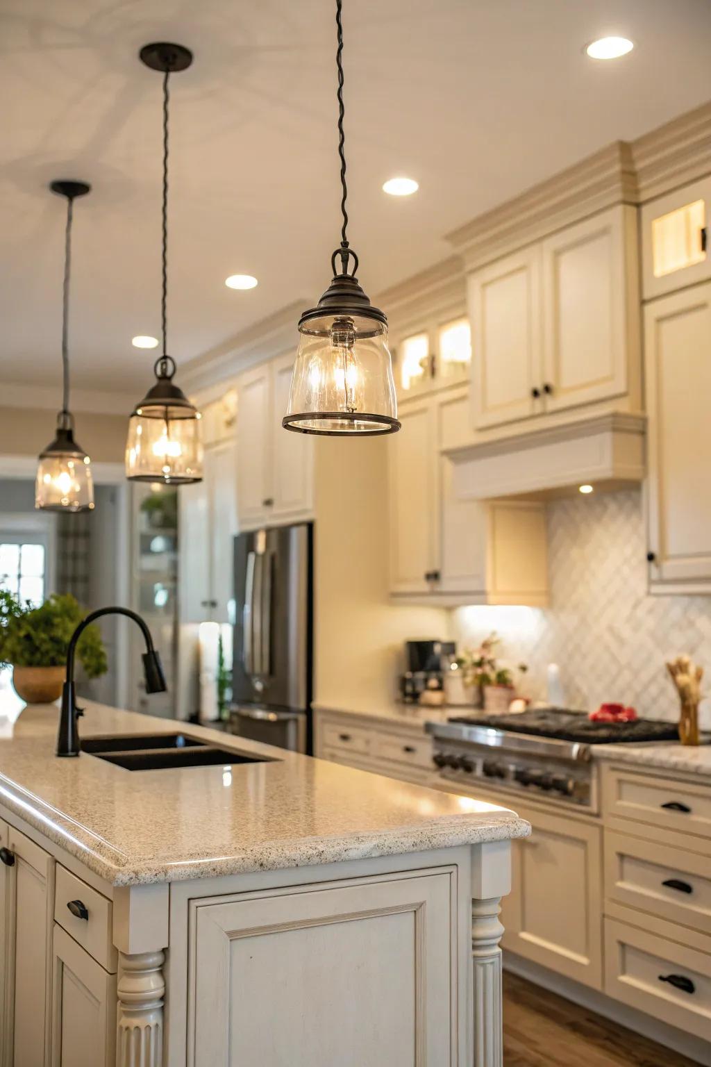 Stratified illumination enhances functionality and ambiance.