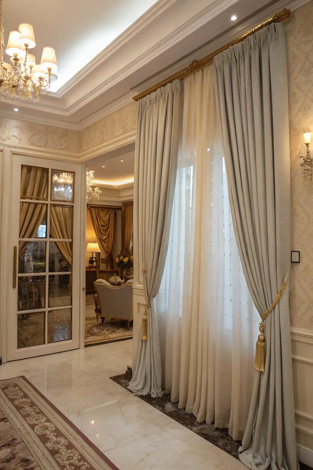 Tailored curtain rods provide a seamless and customized aesthetic.