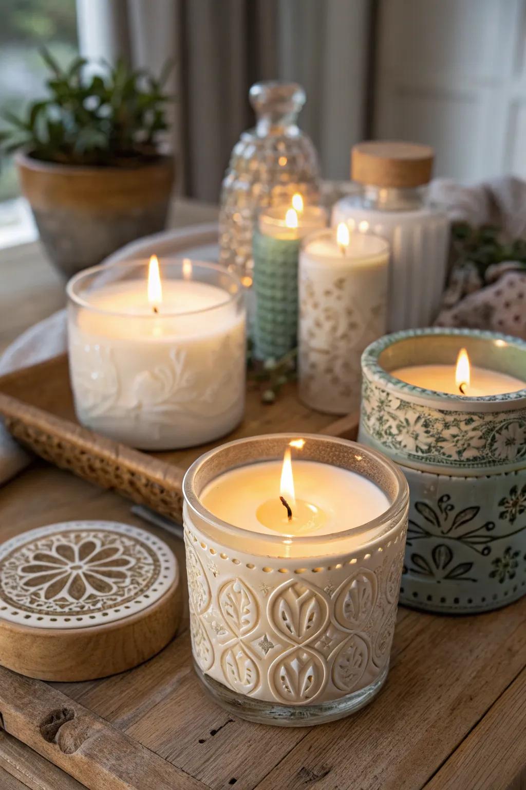 Hand-fashioned scented luminary, infusing a personalized fragrance into the abode.